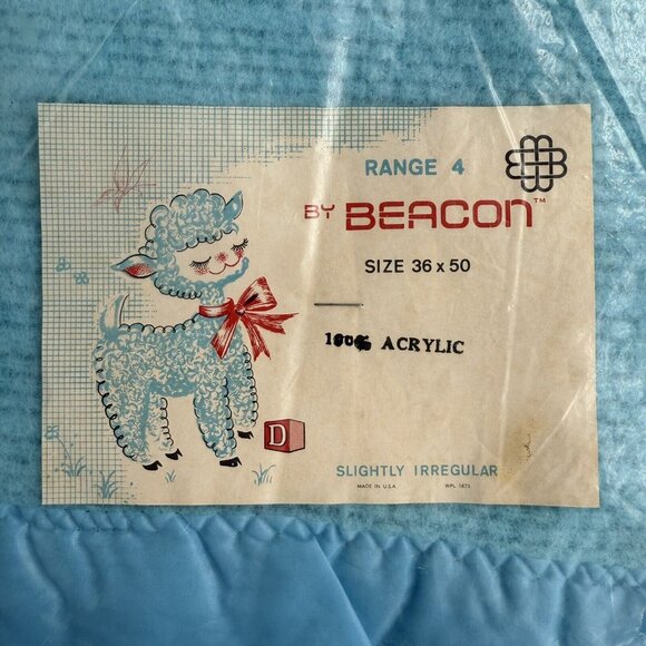 Beacon Baby Blanket BLUE Satin Trim Waffle Weave 36"x 50" Range 4 NEW - Picture 2 of 5